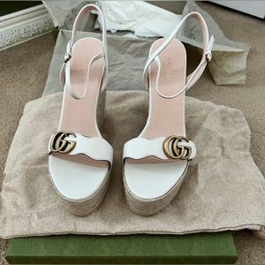 SOLD SOLD Gucci White GG platform Espadrille wedge 40.5 (10.5)
